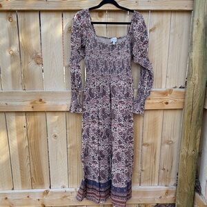 Cleobella Paisley Long Sleeve Linen Dress
